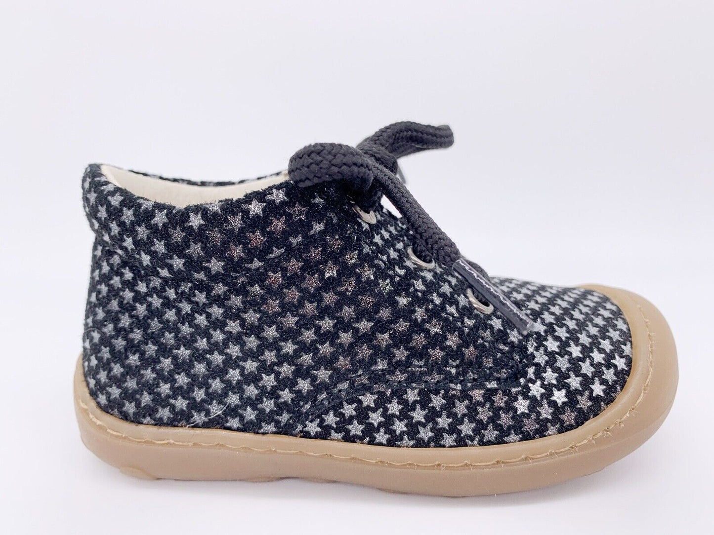 Sneaker, Lauflernschuh, Sterne Silber Schwarz