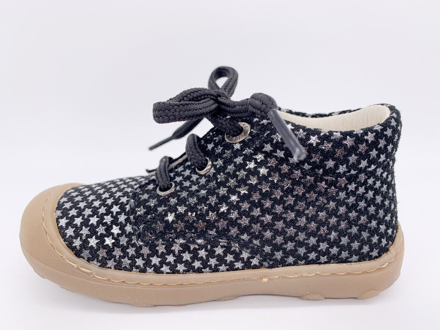 Sneaker, Lauflernschuh, Sterne Silber Schwarz