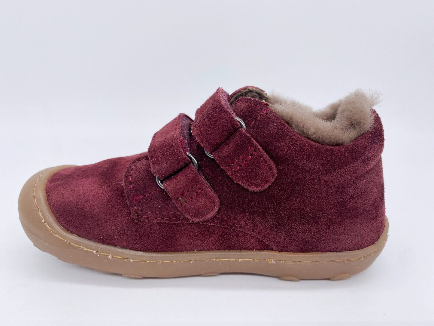 Sneaker, Lammfellschuh, Lauflernschuh, rot Bordo
