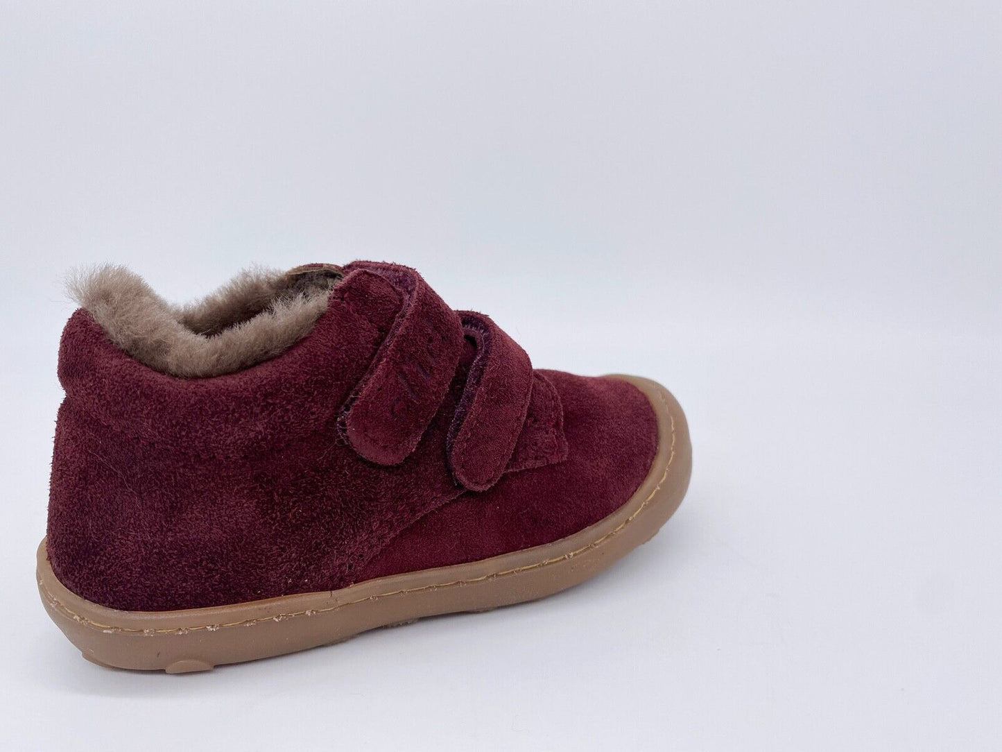 Sneaker, Lammfellschuh, Lauflernschuh, rot Bordo