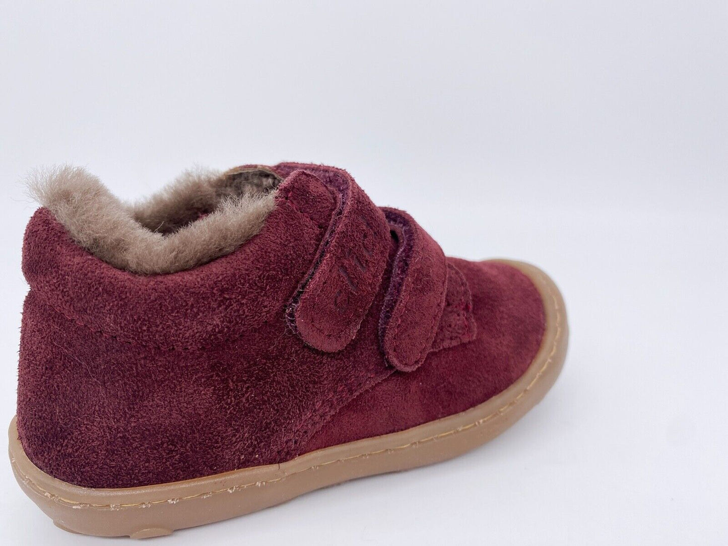 Sneaker, Lammfellschuh, Lauflernschuh, rot Bordo