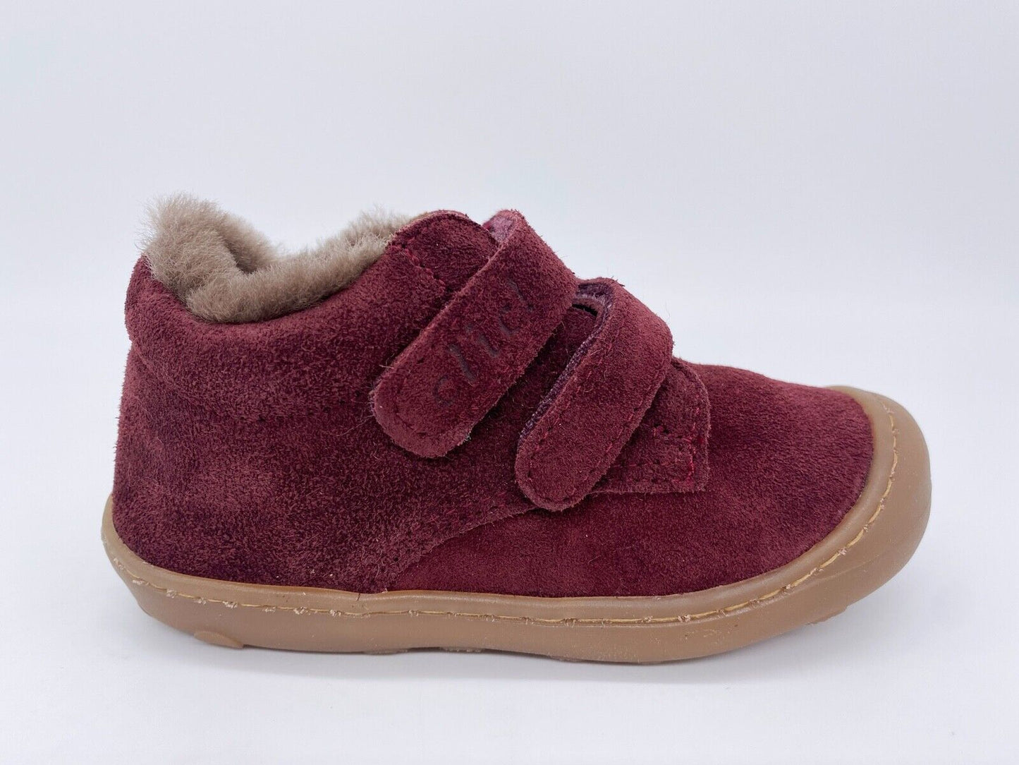 Sneaker, Lammfellschuh, Lauflernschuh, rot Bordo
