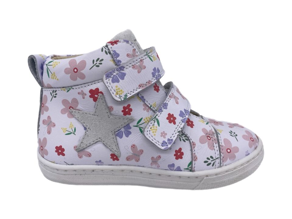 Sneaker SYDNEY medium fit white flowers