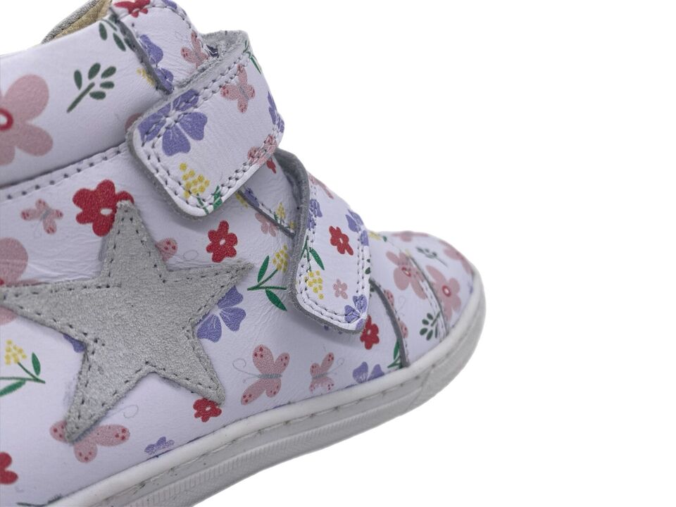 Sneaker SYDNEY medium fit white flowers