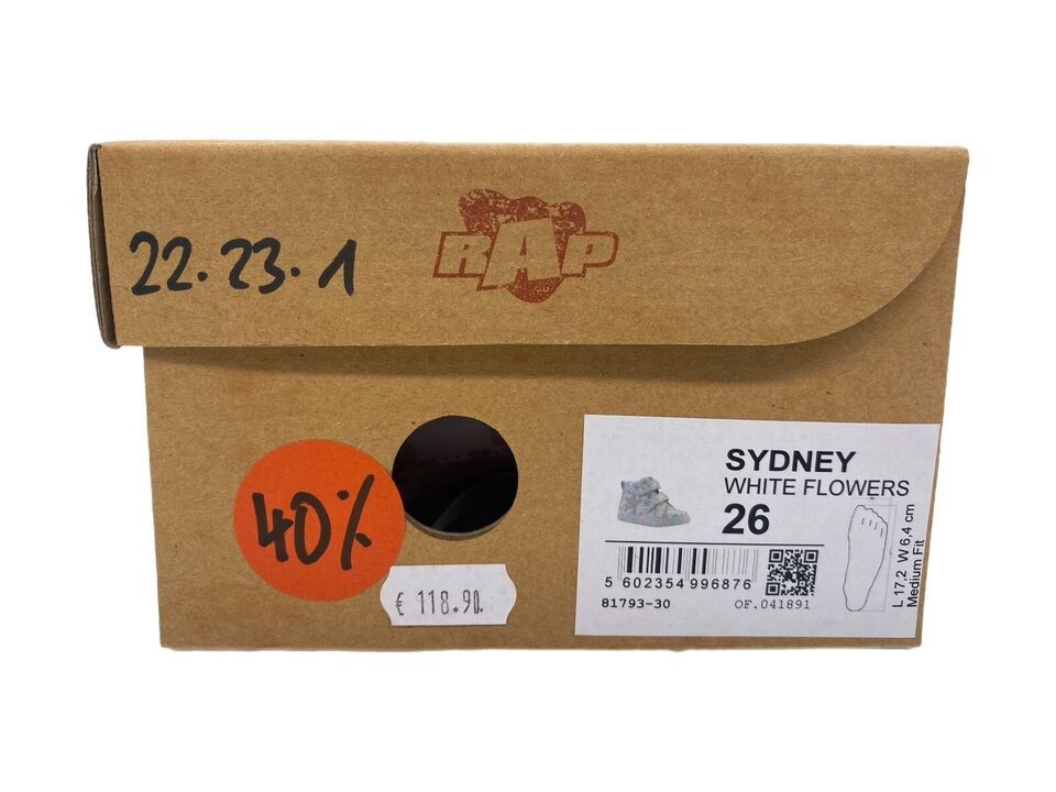 Sneaker SYDNEY medium fit white flowers