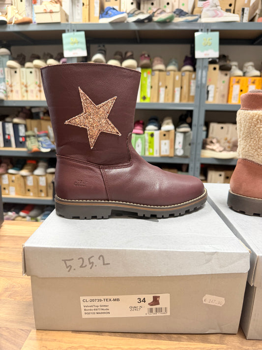 Stiefel TEX MB MARRON Bordo Nude Glitter - Gr. 34 Einzelpaar