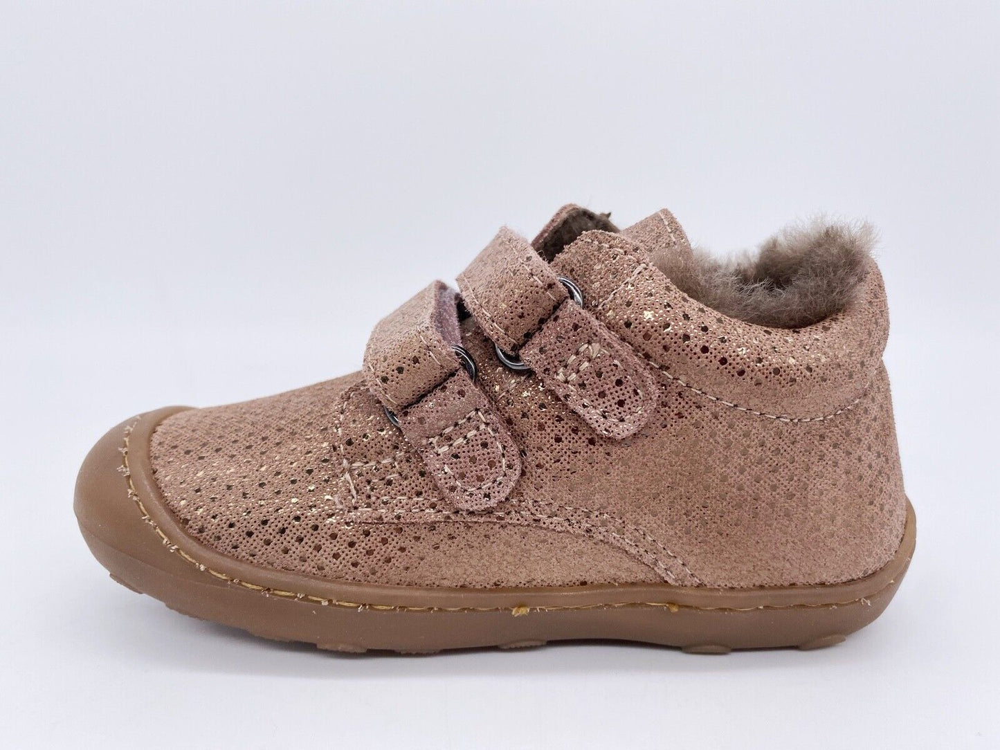 Sneaker, Lammfellschuh, Lauflernschuh, rosa gold