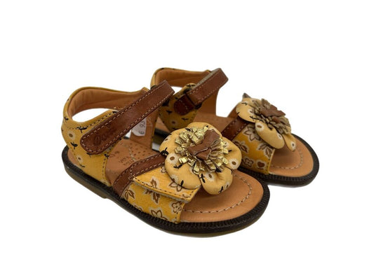 Sandalen VINTAGE Flower gelb braun